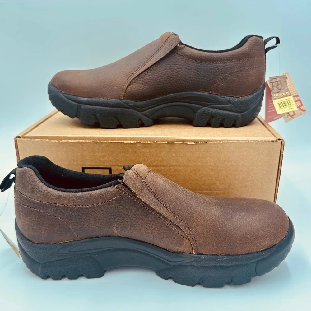 Roper Performance Shoes Mens 11 Brown 09-020-0601-0237 Leather Slip On NEW